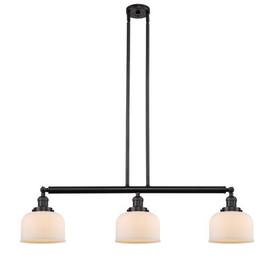 Jebediah 3-Light Metal Kitchen Island Pendant with Glass Shades 
