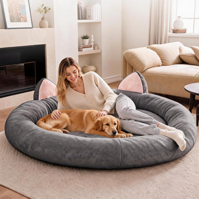 XXL Round Dog Bed 9.8" Thick Pet Couch for Senior and Big Breeds | 70"x 70"x 9.8" Dog Bed, Memory Foam, Waterproof Liner & Washable Cover,Orthopedic,Non-Slip Bottom