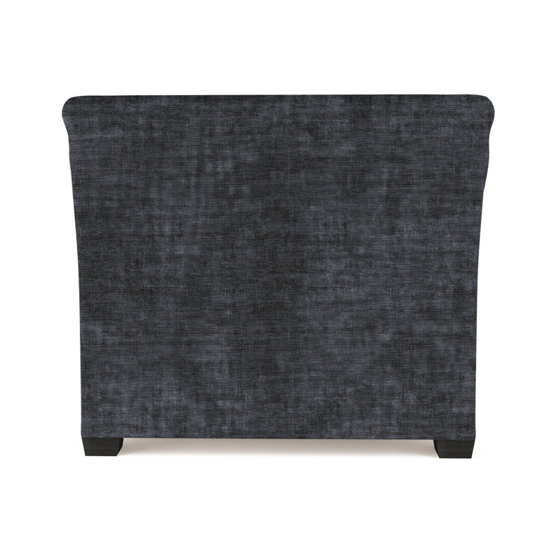Transitional Armchair, Plush Velvet Blue Print, 32" H x 43" W x 46" D, Ebony