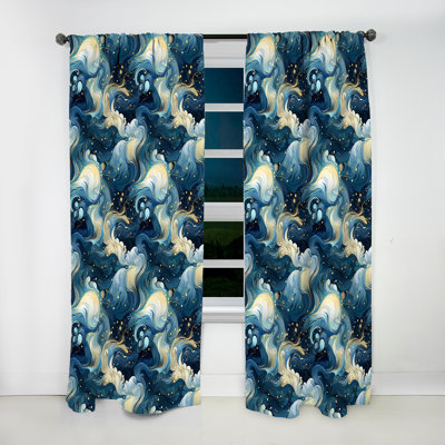 White Cosmic Marble Elegant Whirls I - Abstract Marble Marble Room Darkening Curtain - 1 Panels