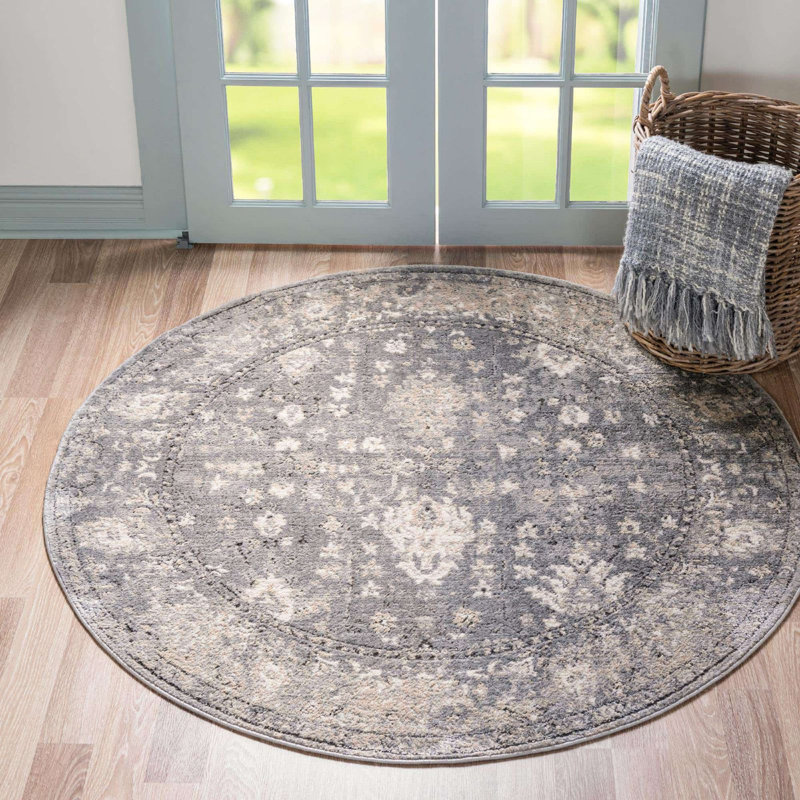 Geddis Ikat Indoor Rug, Round 3'3"