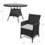Dubose 4 Seater Rattan Round Dining Set with Grey LED Premium Parasol & Parasol Rain Cover - Black-119009832