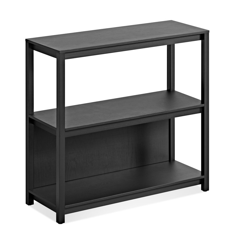 Open Plan Solid Wood Bookcase, Black on Oak