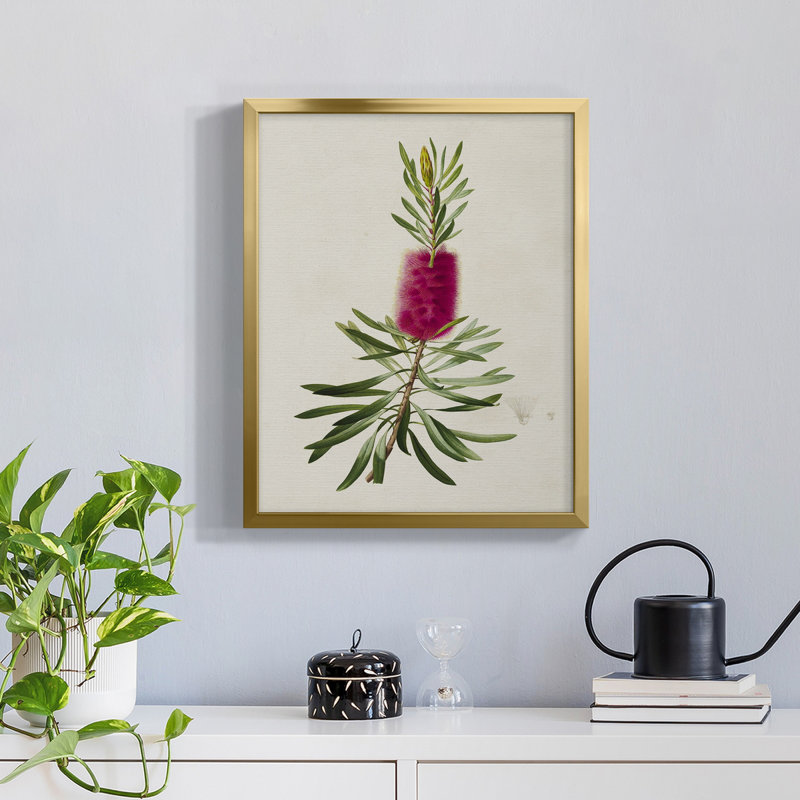 «Pretty Pink Botanicals VII» - Toile encadrée de qualité supérieure - prête à être accrochée