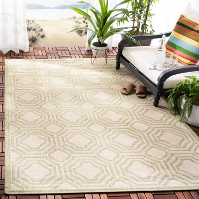 Arneshia Geometric Green/Beige Area Indoor/Outdoor Area Rug