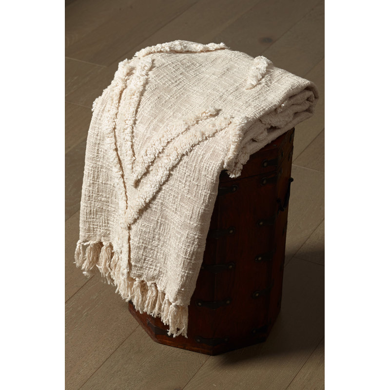 Natural Diamond Tufted Organic Cotton 50" x 60" Throw Blanket
