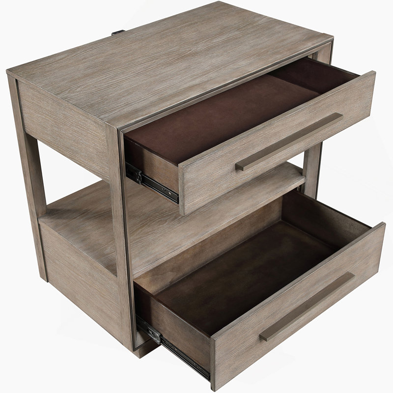 Table de chevet 2 tiroirs Taupe