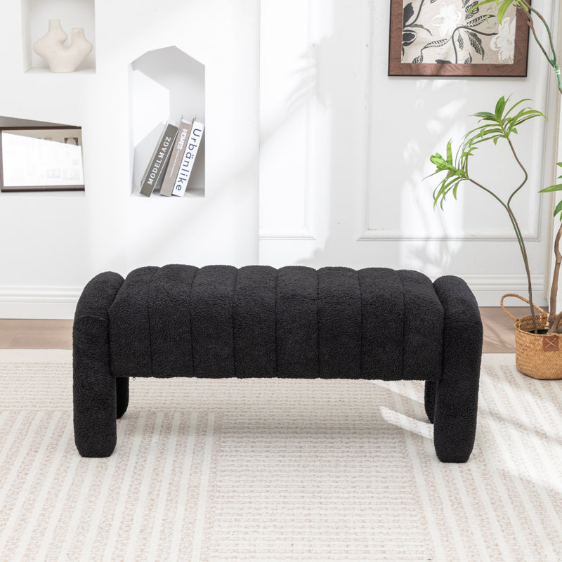 Channel Tufted Upholstered Bedroom Bench, Black