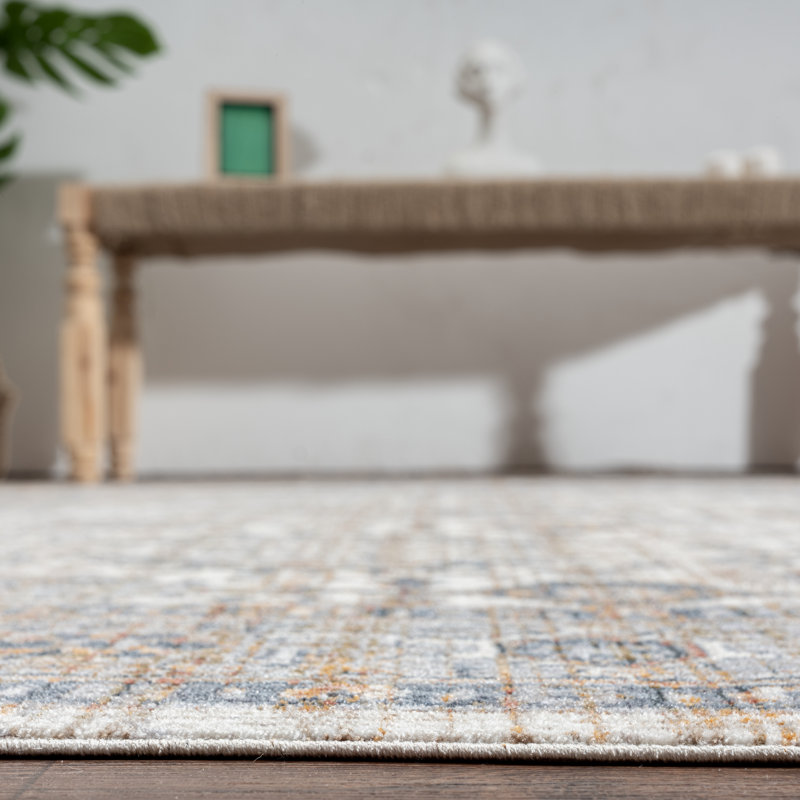 7 Oriental Area Rug in Ivory/Gray, Rectangle 5'6" x 8'6"