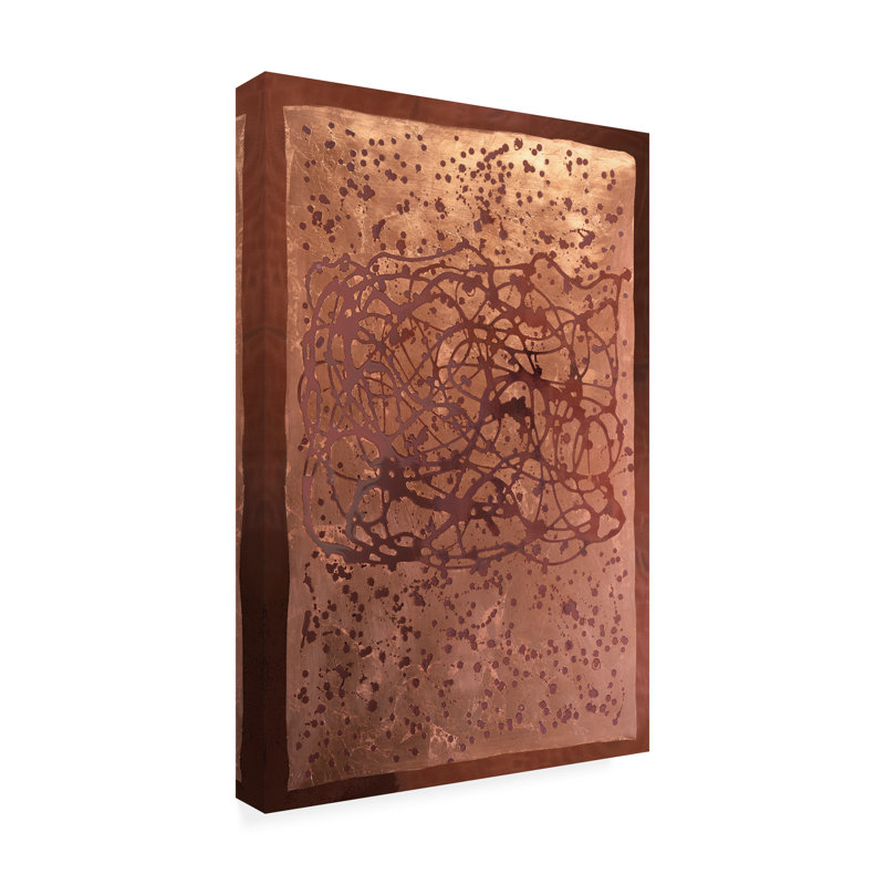 Wrapped Canvas Wall Art - Vanna Lam 'Graffiti in Copper II' Wall Art for Living Room, Bedroom, or Office Décor - 16 x 24 Inches - 16x24