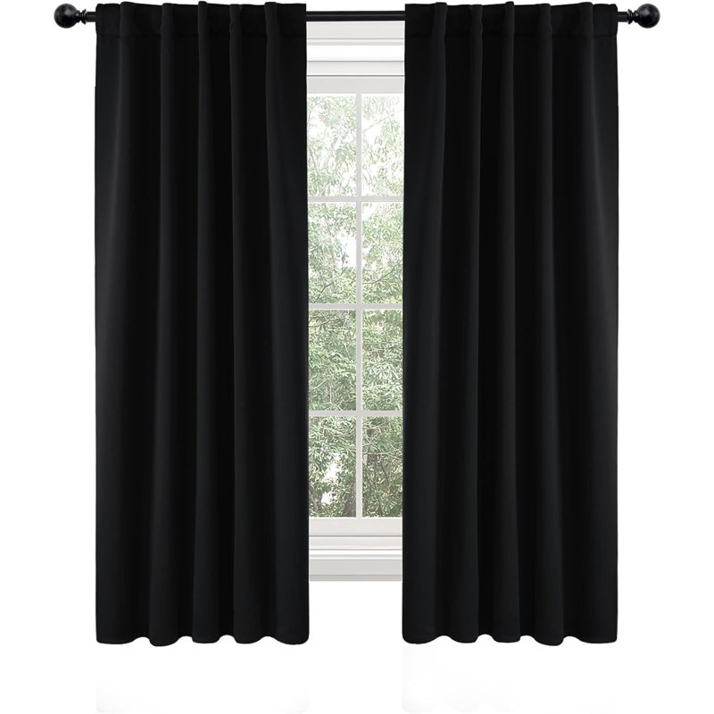 Rideau en polyester, Noir, L 42 po x L 72 po