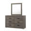 Ensemble de chambre avec grand lit 4 pièces en chêne gris contemporain avec tête de lit, commode, miroir et commode-211741977
