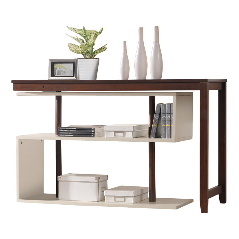 Bureau en L en bois massif Browder, Acajou / blanc
