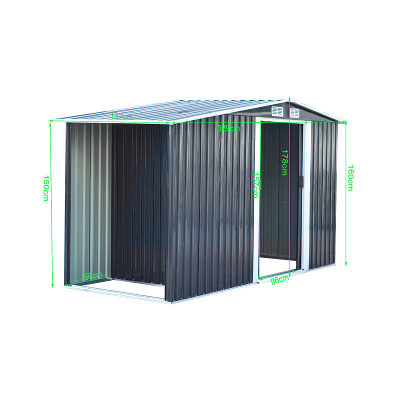 Garden Metal Storage Shed with Log Storage