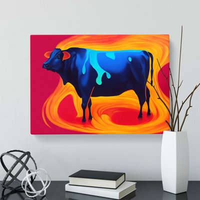 Beguiling Cow Abstract - Wrapped Canvas