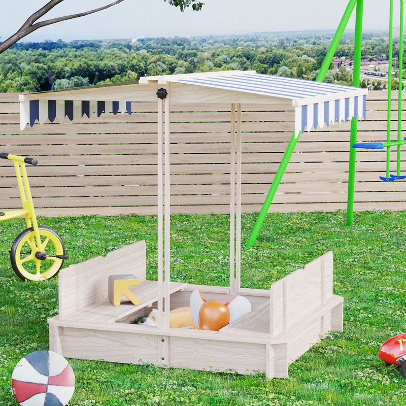 Bac à sable pour enfants en bois avec couvercle Outsunny