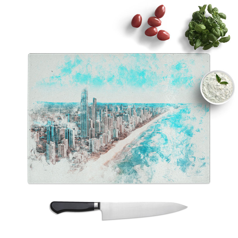 Tempered Glass the Gold Coast in Australia Chopping Board, 20 cm x 28.5 cm