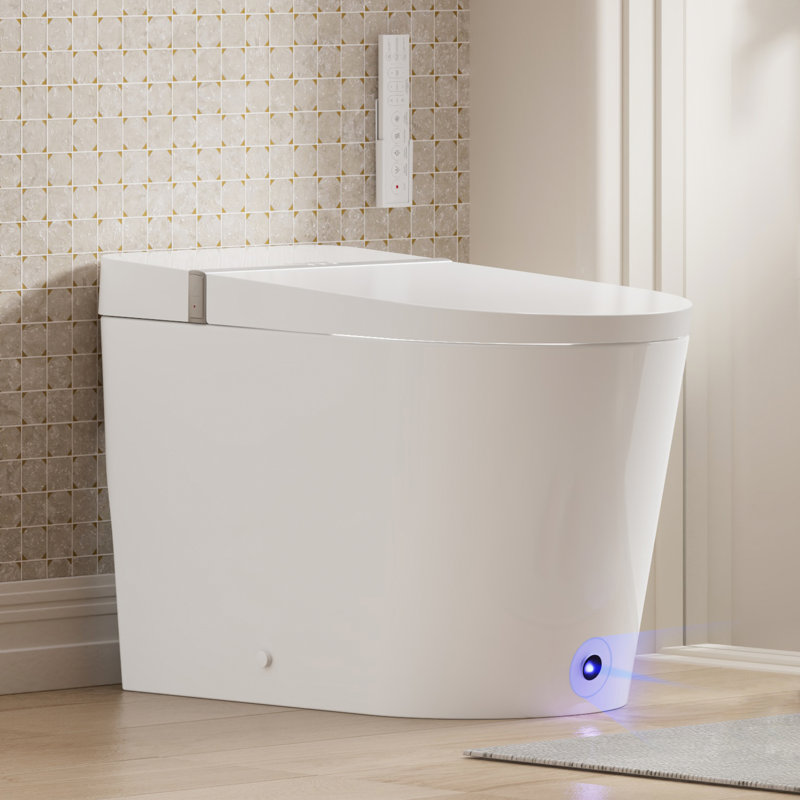 Modern Smart Toilet Elongated Bidet Toilet, Foot Sensor, Wider Heated Seat, Warm Dryer, Wireless Remote Control, Comfortable Chair Height Toilet