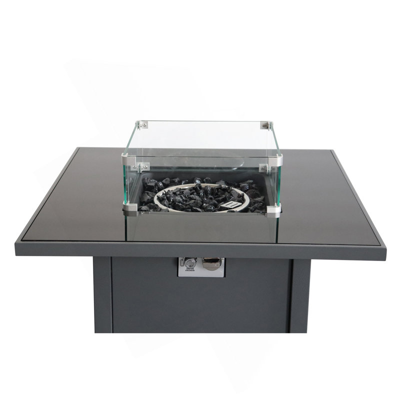 30 Inch Steel Propane/Natural Gas Firepit Table, Gray