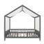 Lit double Montessori en forme de maison avec auvent et balustrades haute sécurité-125669226