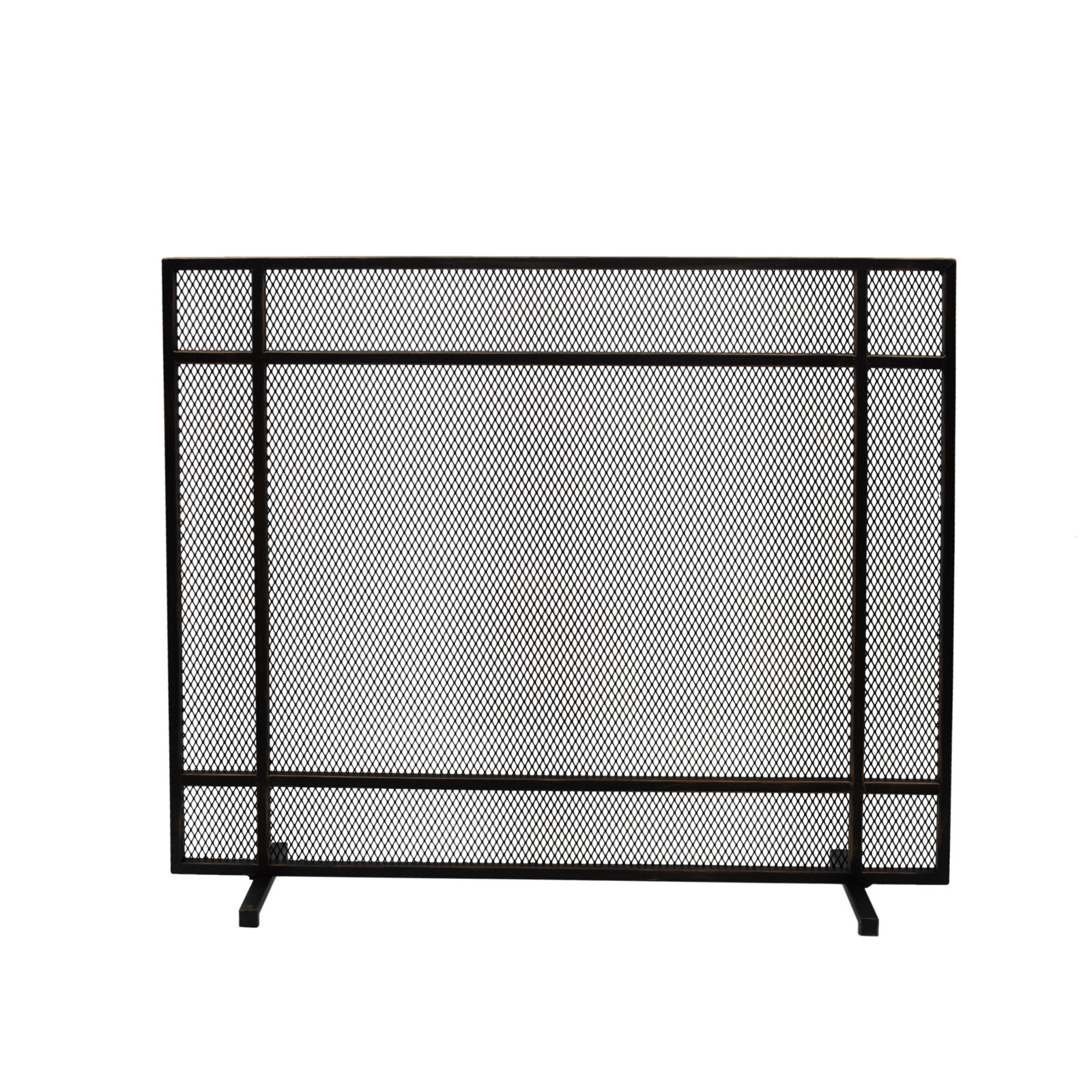 Erick Iron Fireplace Screen, Black/Brushed/Gold