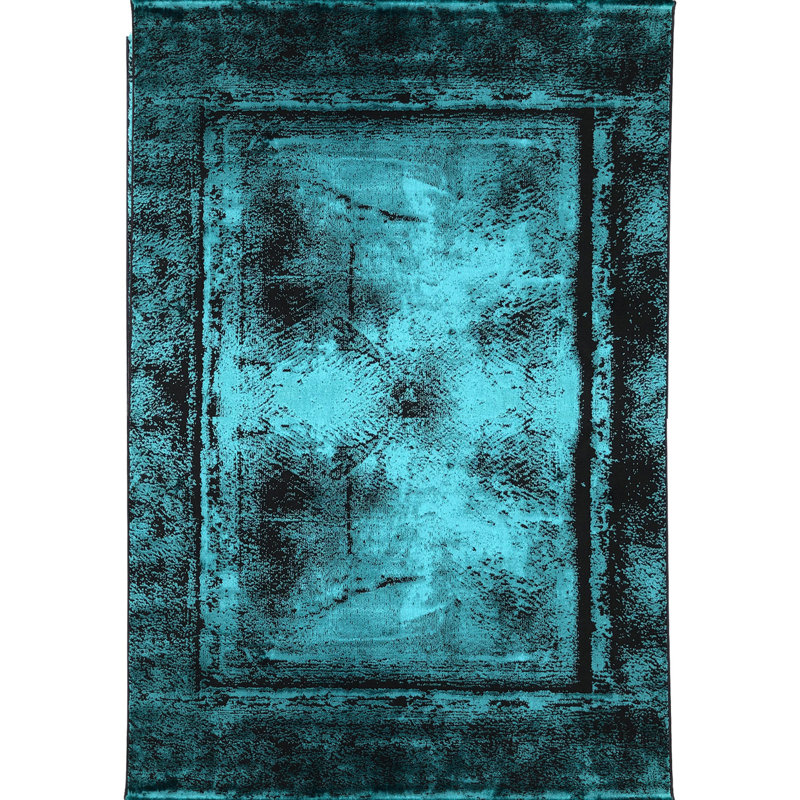 Tapis luxueux, anthracite et vert, 6,6 x 9,5 pieds | 100% polyester, 2,4 lb / pi² | Poils de 0,4 po de hauteur | Durable et facile à nettoyer, idéal pour le salon et la chambre à coucher | Conception élégante, parfaite pour un décor moderne