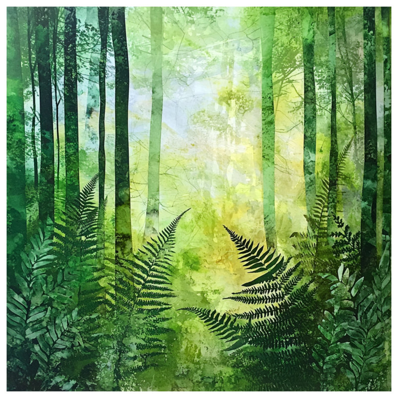 Dense Forest With Ferns Bedding Forest Bedspread Nature, Lit simple