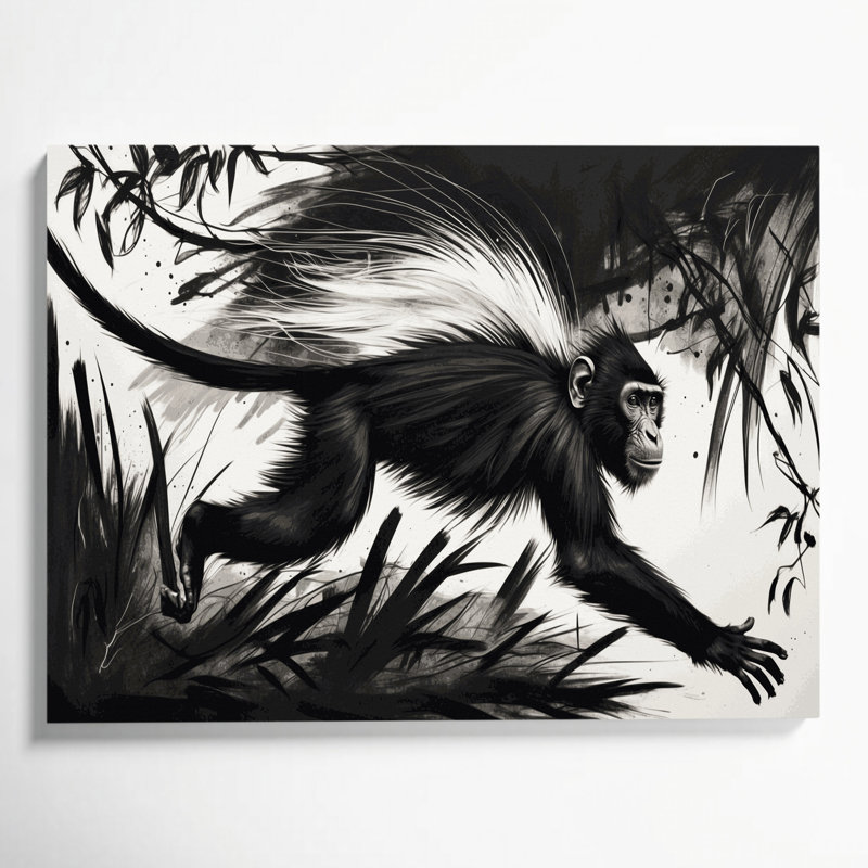 Art animalier sur toile noir, H 8 po x l 10 po