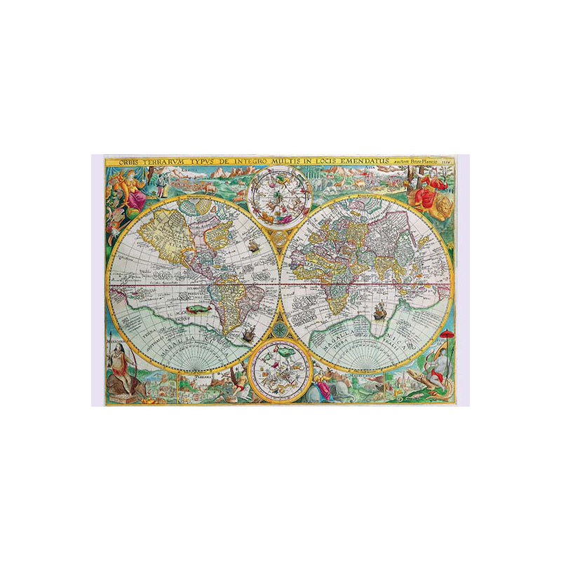 « world map » par petrus plancius, impression, H 28 po x l 42 po x P 1,5 po