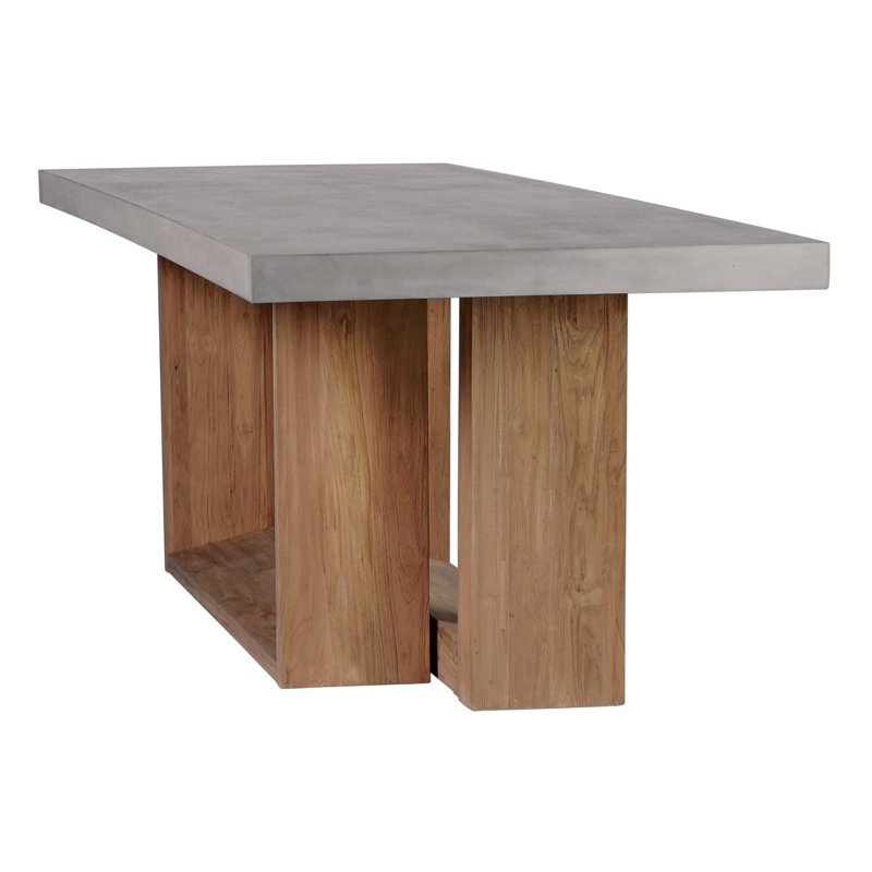 Slate Gray Concrete and Teak Dining Table