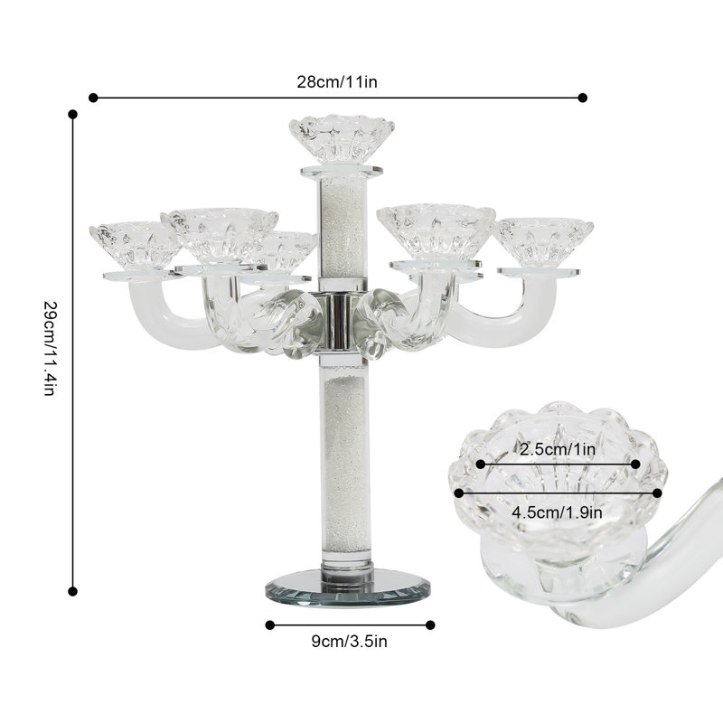 11.4'' H Crystal Tabletop Candelabra