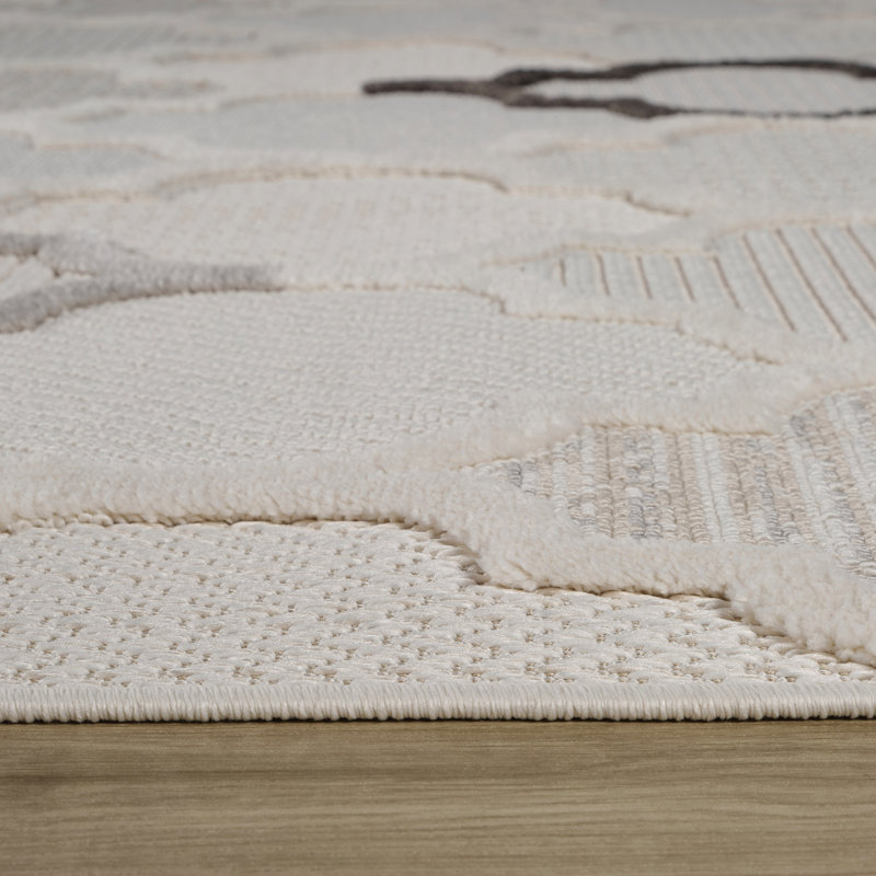 Rug Branch Elyra 8' x 11' (7'10" x 10'10") Cream/Beige Trellis Indoor Area Rug, Comtemporary, Medium Pile, Stain-Resistant Carpet - Living Room, Bedroom, Dining Room, and Kitchen