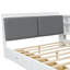 Lit double en bois blanc avec tête de lit avec rangement, tablettes et 2 tiroirs, structure solide et structure-1688382162