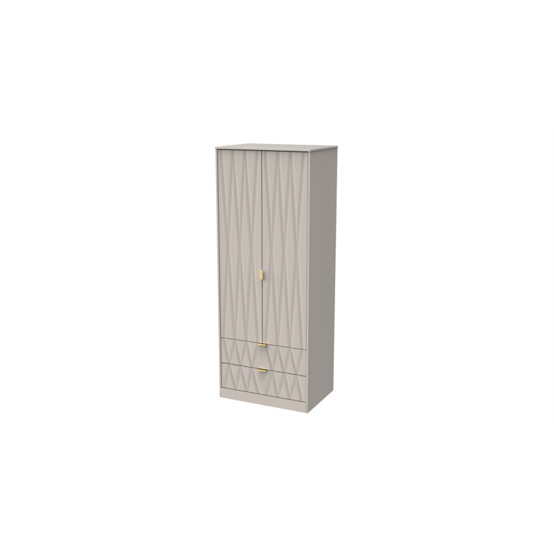 Fully Assembled Efka Diamond Wardrobe, Mushroom Matt Veneer