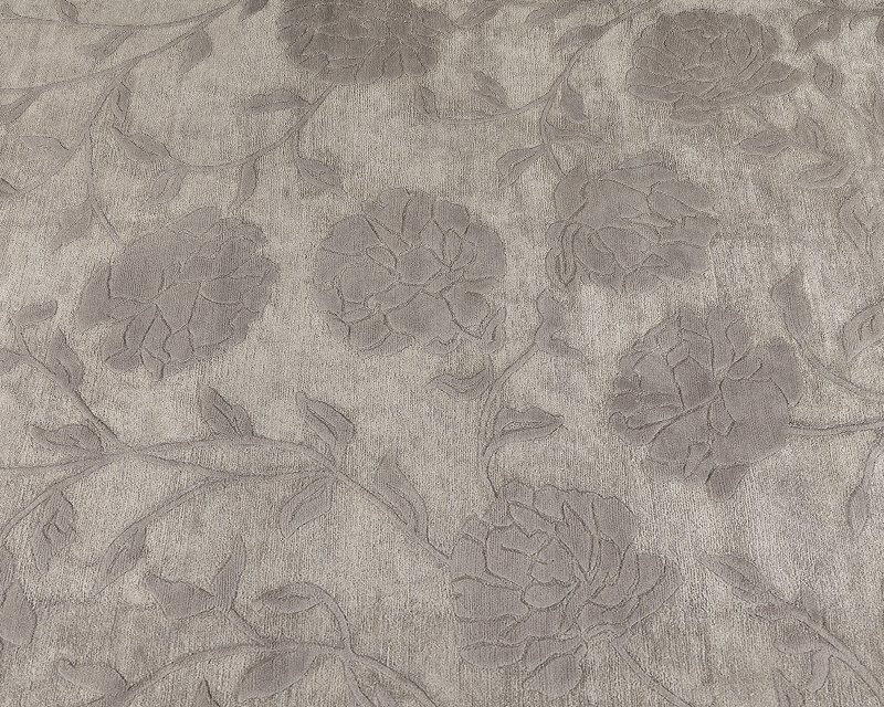 Peony Floral Area Rug in Silver/Gray, Rectangle 6' x 9'