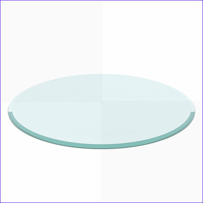 Plateau de table basse rond en verre trempé de 24 po - Bord biseauté épais de 1/2 po, facile à nettoyer et durable pour le salon