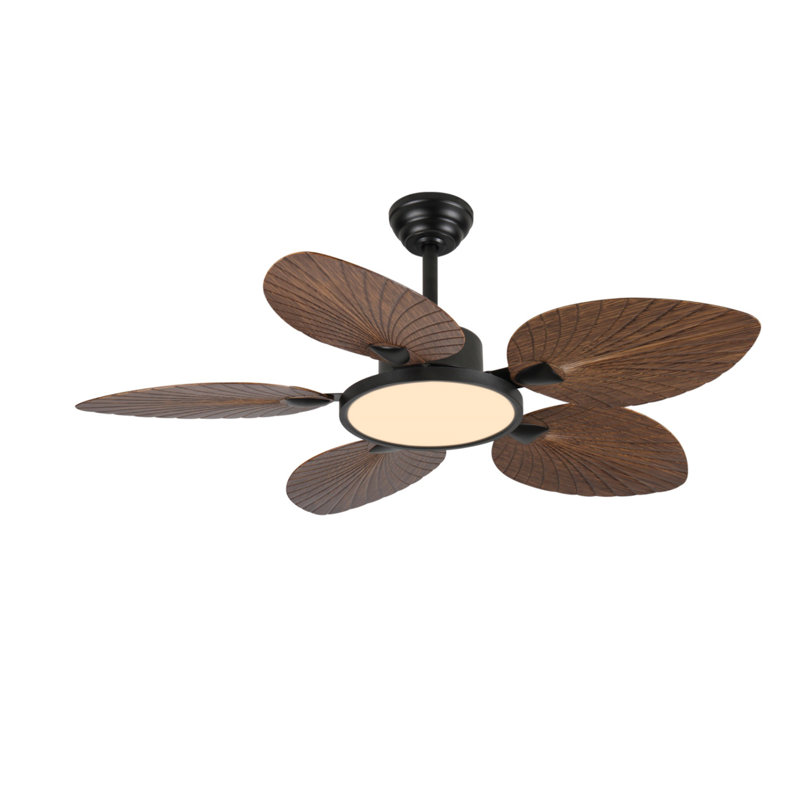 52-inch Tropical Palm Leaf Ceiling Fan With Light And Remote Control
