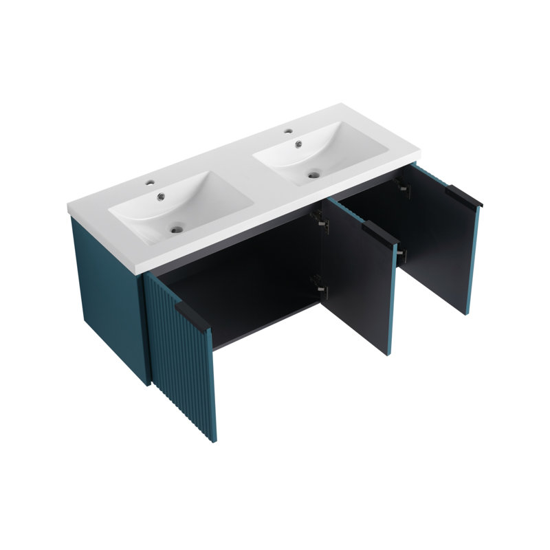 48-inch Wall Mount Bathroom Vanity, Blue