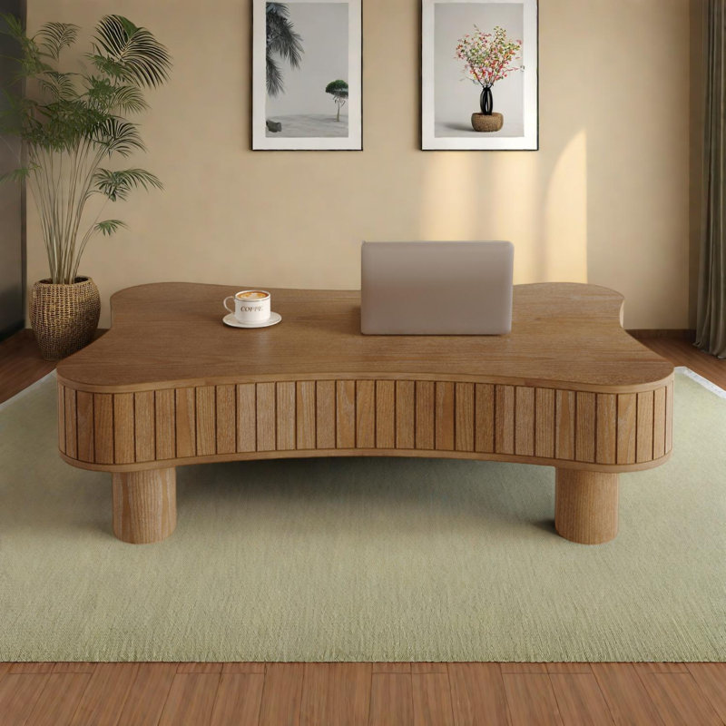 Table basse relevable avec système hydraulique, rangement caché, Noyer