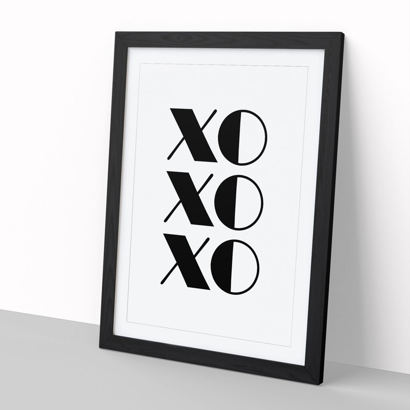 Kiss Hug - Picture Frame Typography, Black Framed, 36cm H x 27cm W x 2cm D