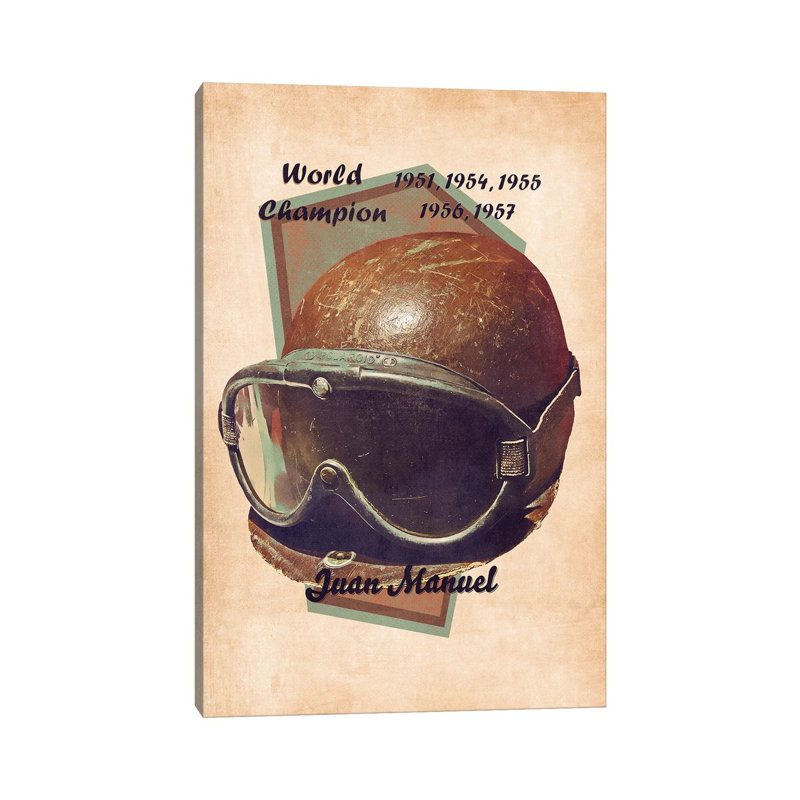 Juan Manuel Fangio''s Helmet Retro by Pop Cult Posters - Wrapped Canvas Print