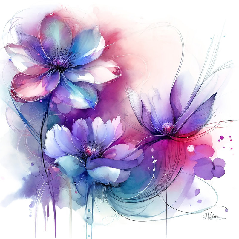 «Vibrant Watercolor Anemones», art sur toile tendue, H 20 po x l 20 po x P 1,5 po