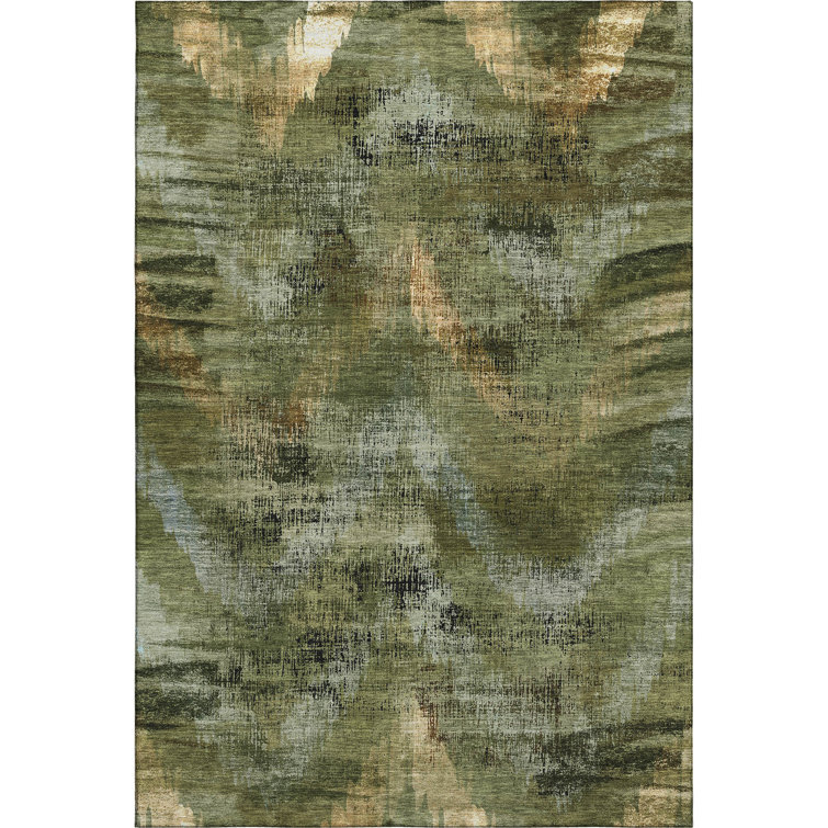 Premium Machine Washable Prisco Olive Rug