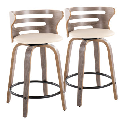 Swivel Upholstered Faux Leather Counter Stool
