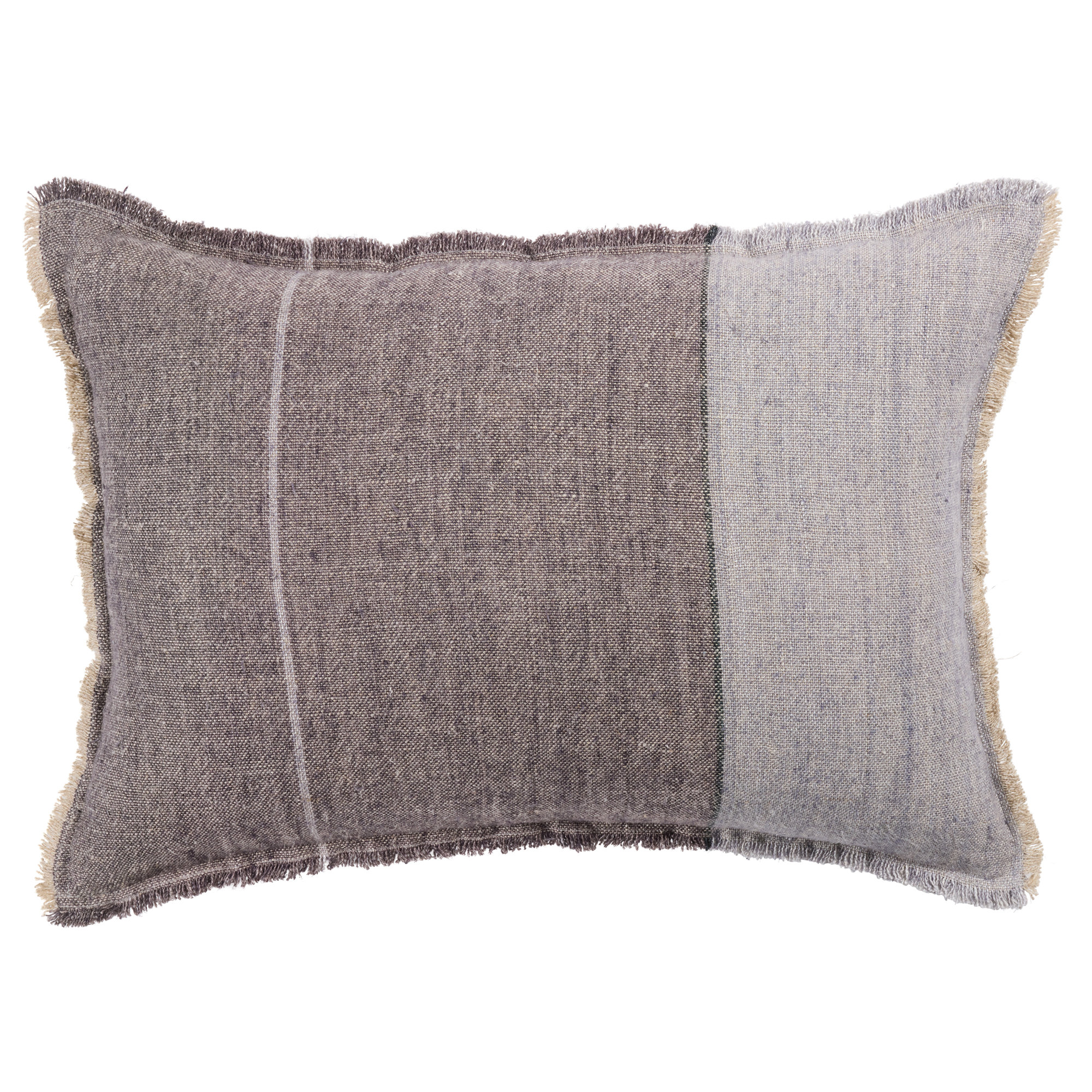 Rockefeller Fringed Linen Throw Pillow, Gray, 16" H x 24" W, Pillow Cover Only - No Insert