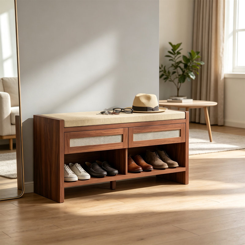 8 Pair Shoe Storage Bench, Brown