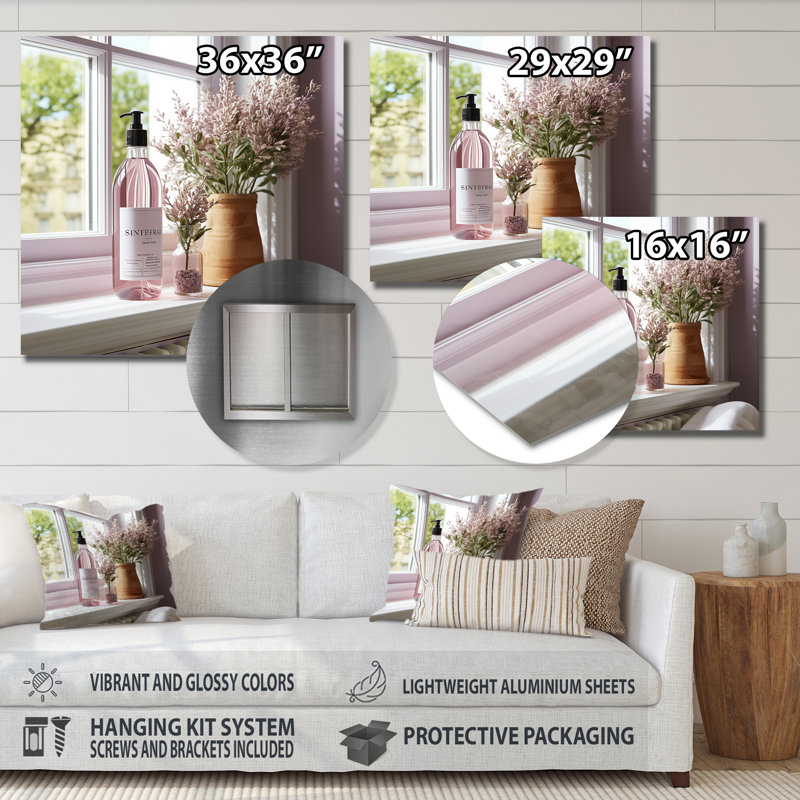 Lilac Blooming Toiletries 3 - Toiletries Metal Wall Art, H 16 po x l 16 po