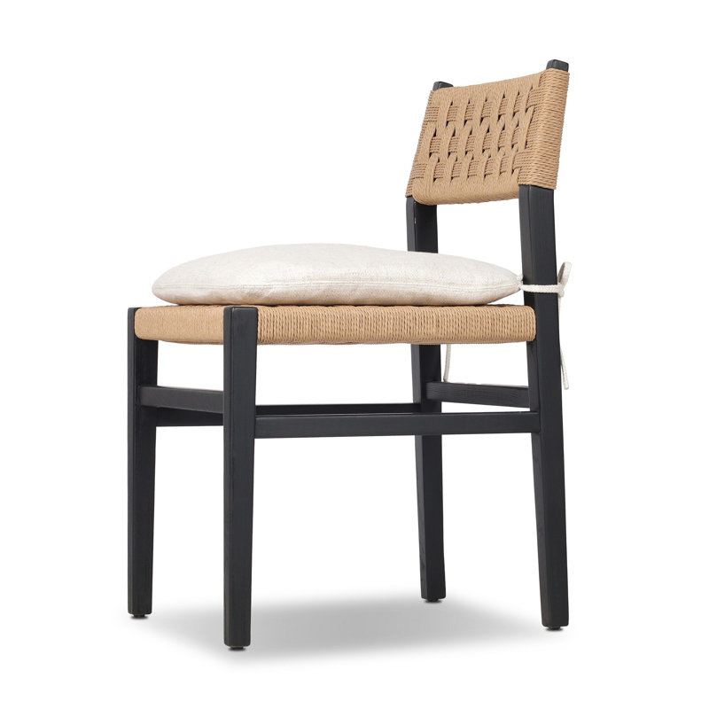 Hamlin Dining Chair With Cushion-Dover Crescent, Distressed Black Ash