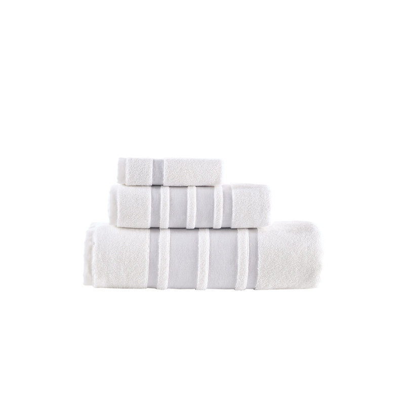 Bordure contrastante Brooks Brothers, Argent, 3 Piece Towel Set