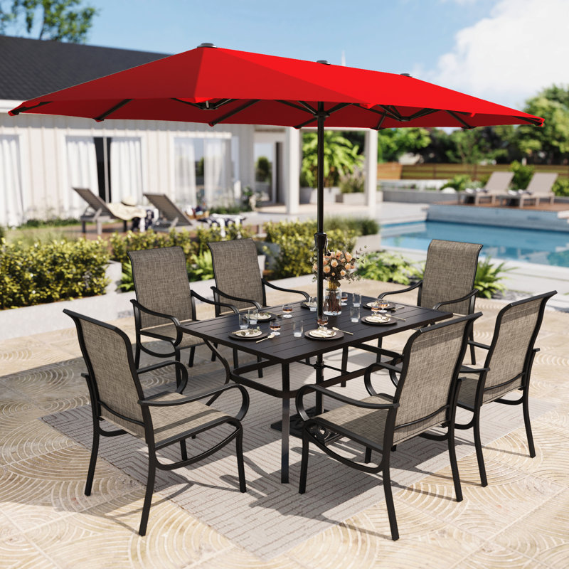 Ensemble repas pour patio 6 personnes avec parasol